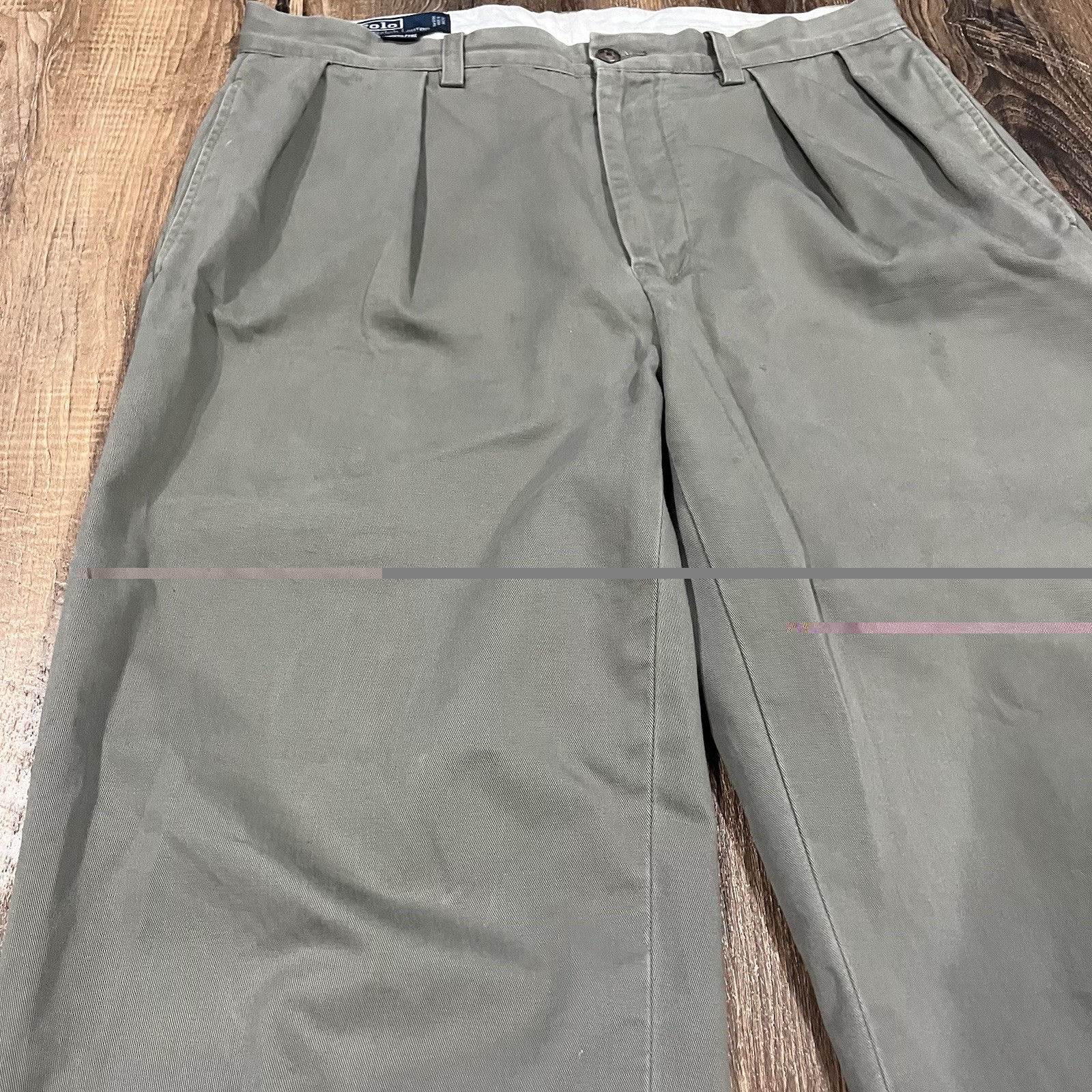 Vintage Polo Ralph Lauren Andrew Pant 33×30 (32×29) Olive Green Double Pleated
