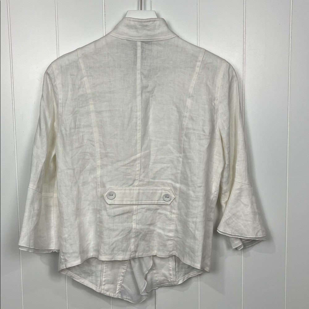 Multiples Womens Blazer/Jacket S White 3/4 Bell Sleeves Ruffle Details Buttons