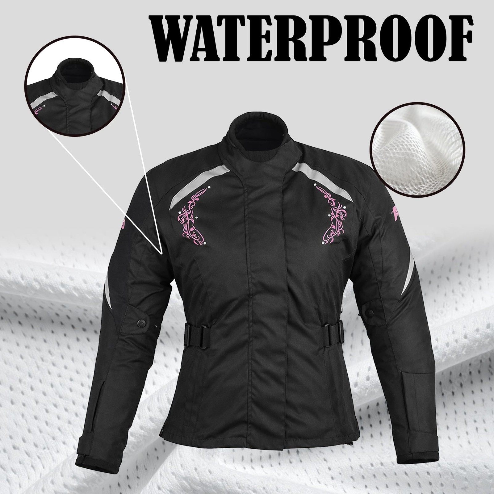 Waterproof Women’s Motorcycle Jacket with CE Armour – All-Weather Biker Coat