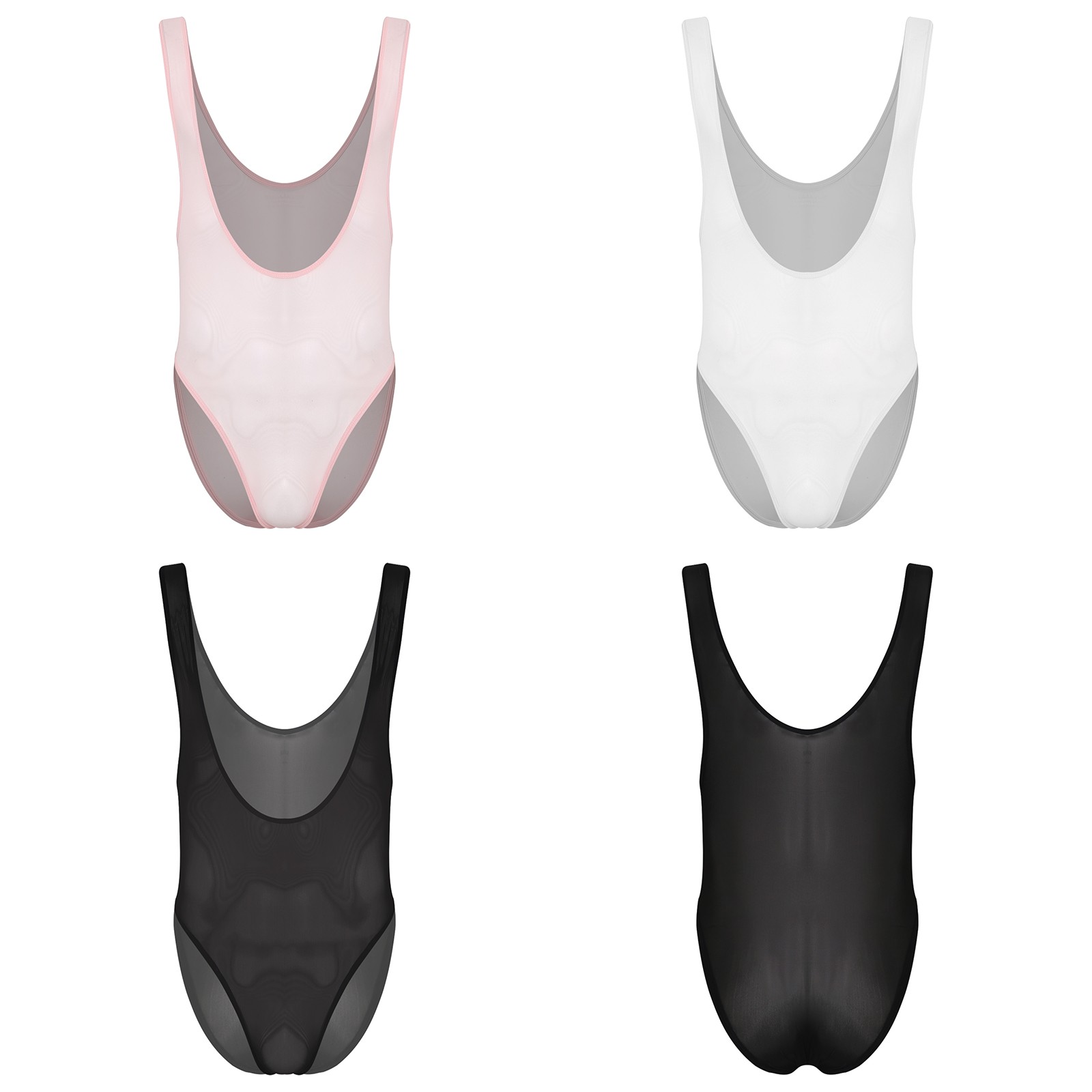 Men Bodysuit Opaque Unitard Tights Jumpsuit Stretchy Undershirts Shapewear Oil