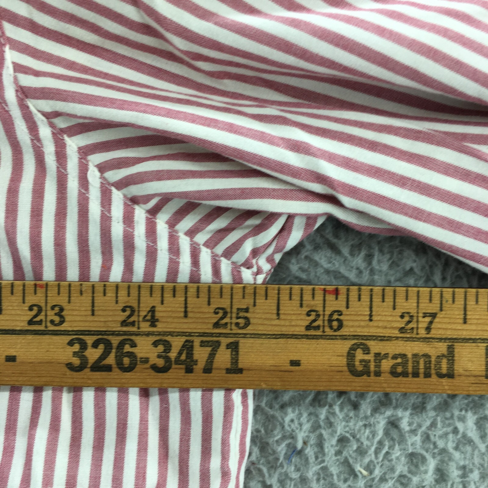 John Blair Shirt Mens XL Pink Stripe Button-Up Short Sleeve Collared Pockets