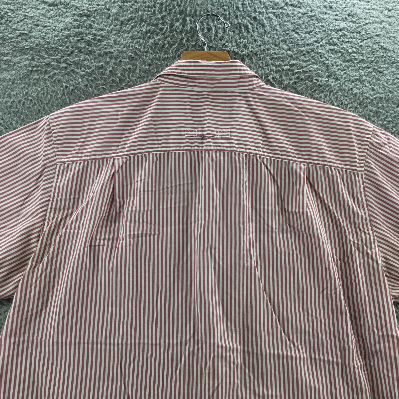 John Blair Shirt Mens XL Pink Stripe Button-Up Short Sleeve Collared Pockets