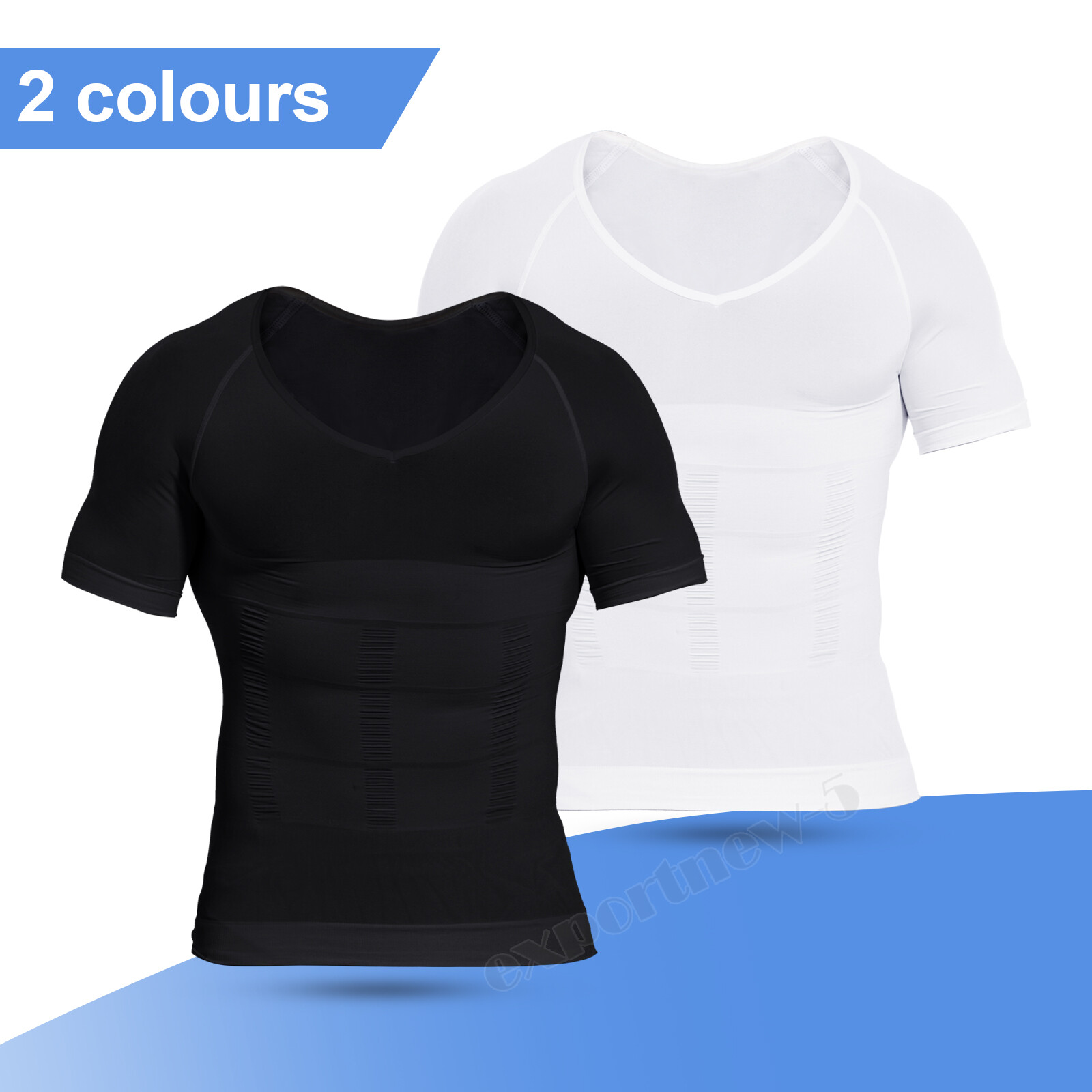 V-Neck Compression Posture Corrector T-shirt Men Body Slimming Tummy Body Shaper