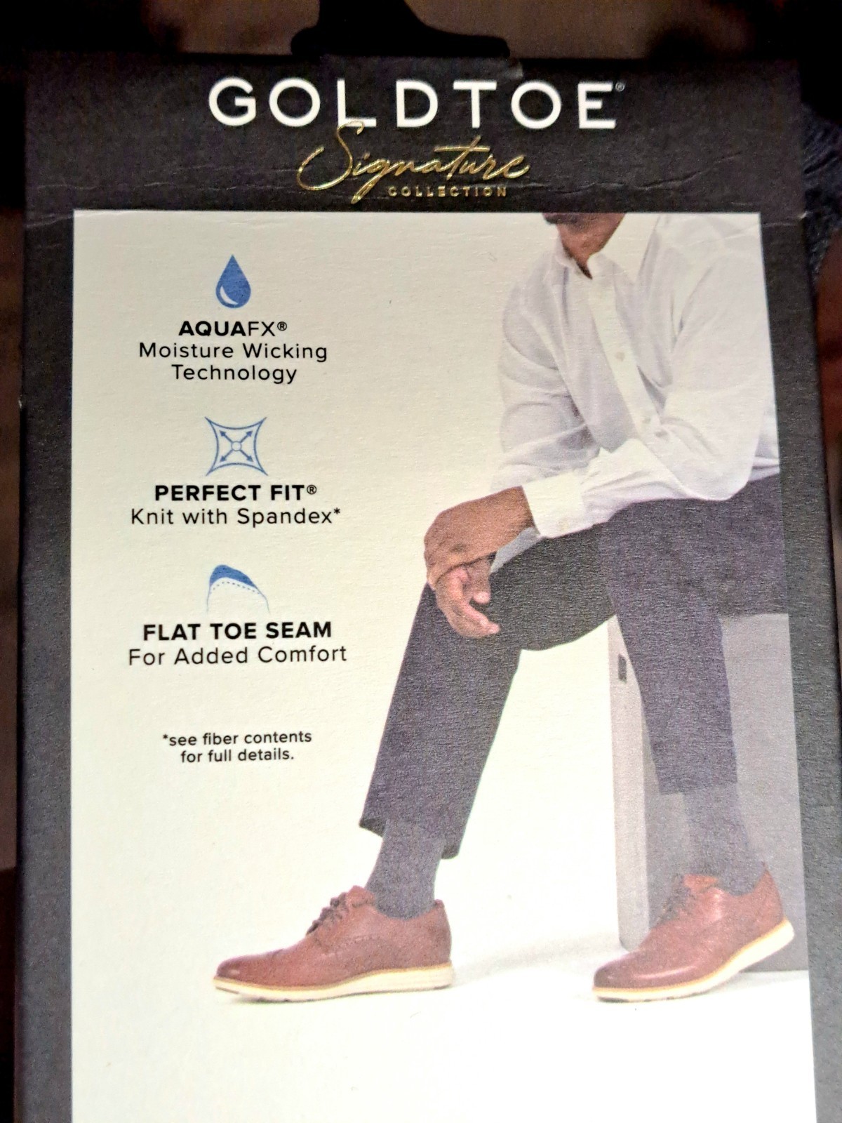 Men GOLDTOE 5 PR Signature Coll Flat Toe Seam Crew Dress Socks Sz 6-12.5 NEW Pkg