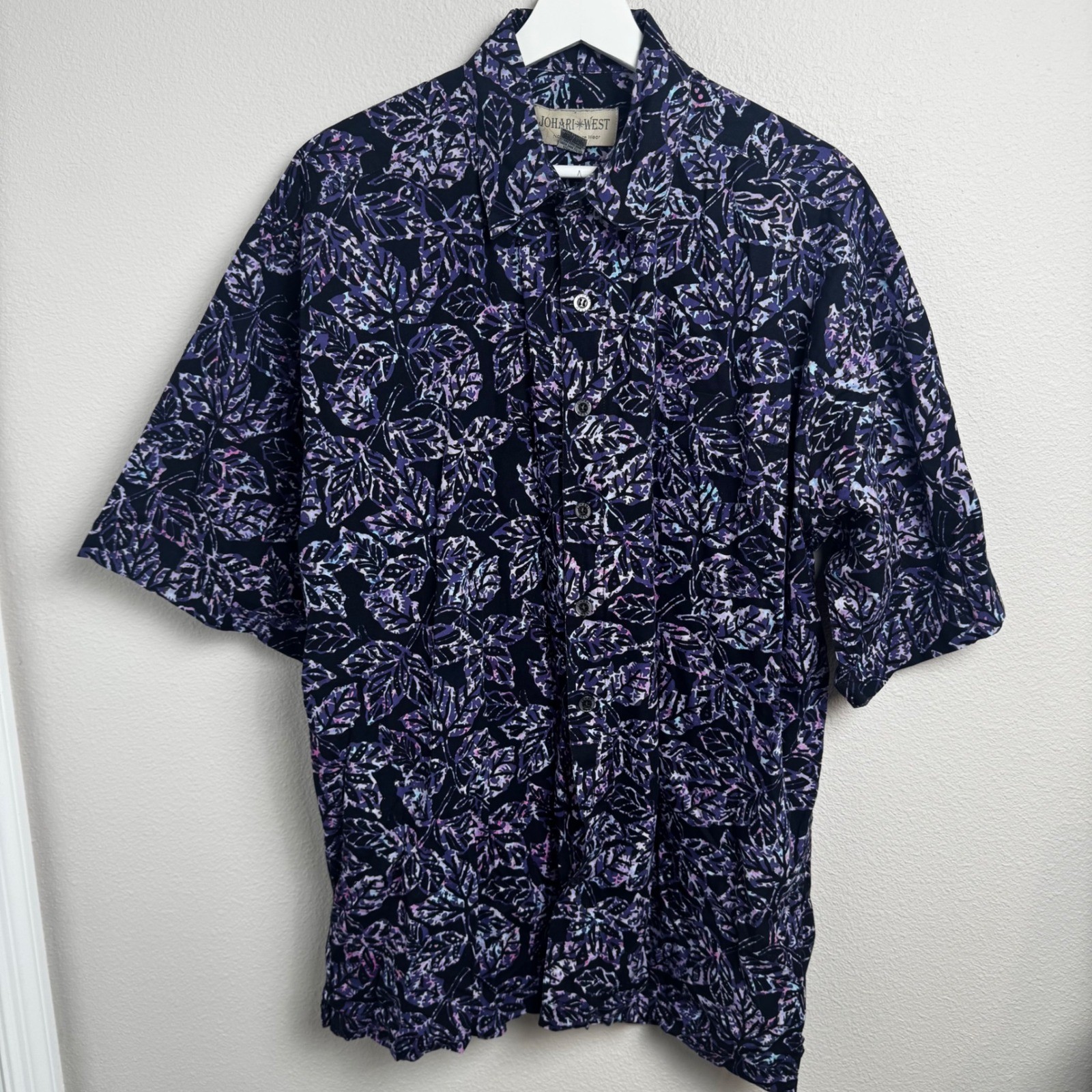 Johari West Batik Hawaiian Shirt Bundle XLT Tall Blue Purple Cotton 2 Pack