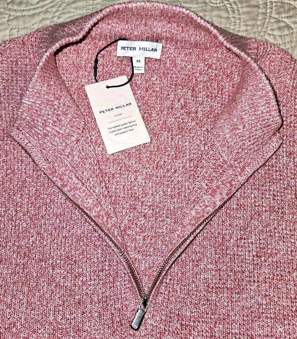 NEW PETER⛳️MILLAR, MENS SIZE XL, KITTS 1/4-ZIP WOOL-BLEND🔴SWEATER, MSRP $250.00