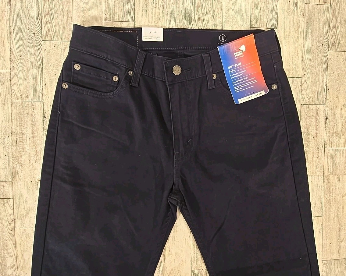 Levi’s 511 Slim Pants 30×32 Blue Sits Below Waist Mens Stretch NEW
