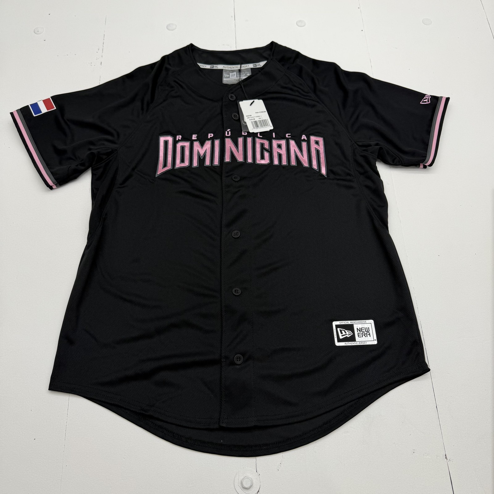 Dominican Republic Jersey Mens Large Black Baseball Dominicana New Era