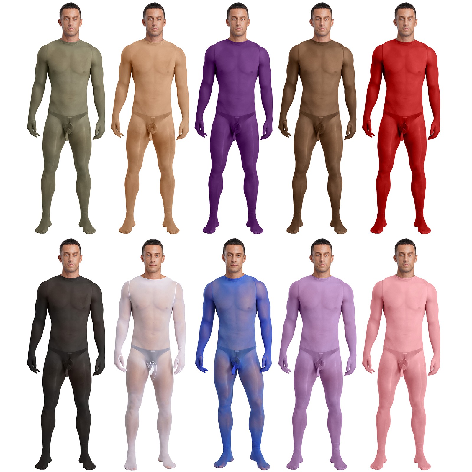 Men Bodysuit Stockings Unitard Sissy Jumpsuit Crossdresser Bodystocking Opaque