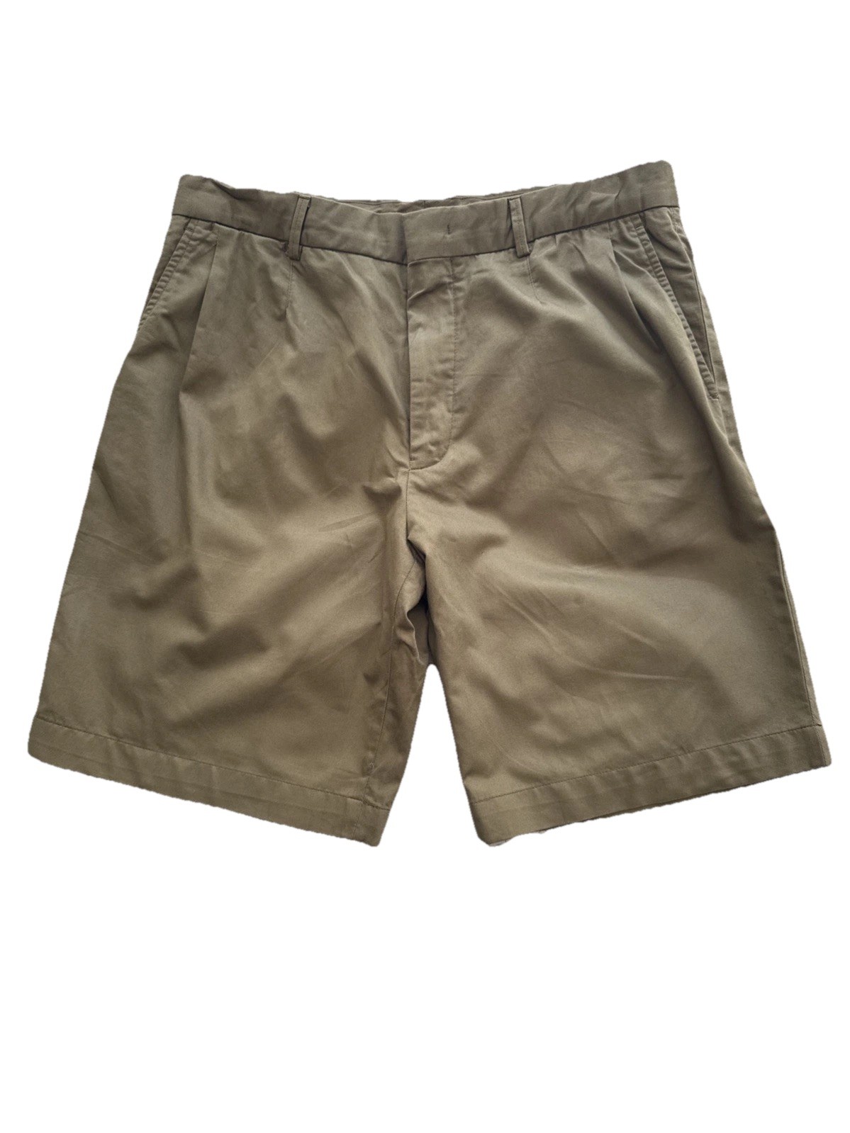 Zegna Shorts Men 50 Sand Green Summer Chino Cotton Linen Blend 33-34 US