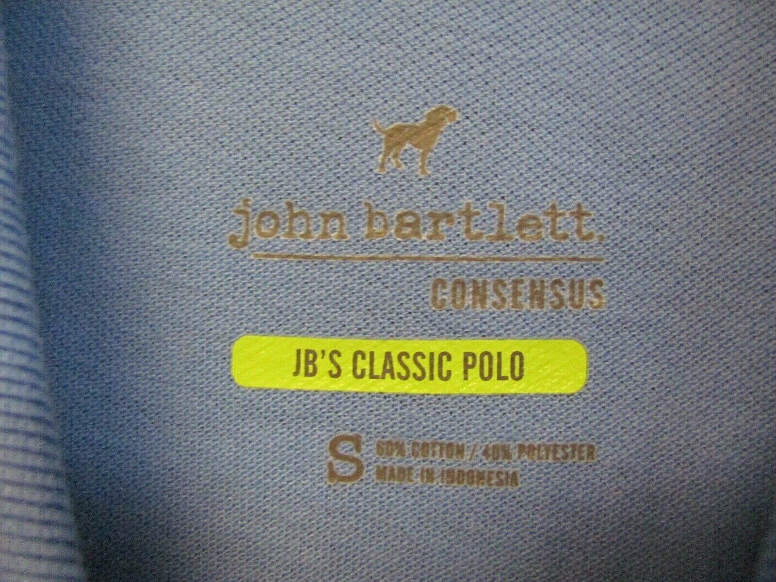 John Bartlett Consensus Mens’ Blue Polo Shirt Size Small & Medium NWT