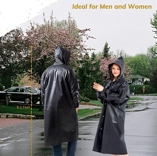 Waterproof Long Raincoat Men Women Rain Coat Hooded Trench Jacket Outdoor Hiking