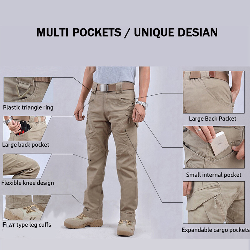 US Men Tactical Cargo Pants Soldier Straight-fit Work Combat Trousers Outdoor