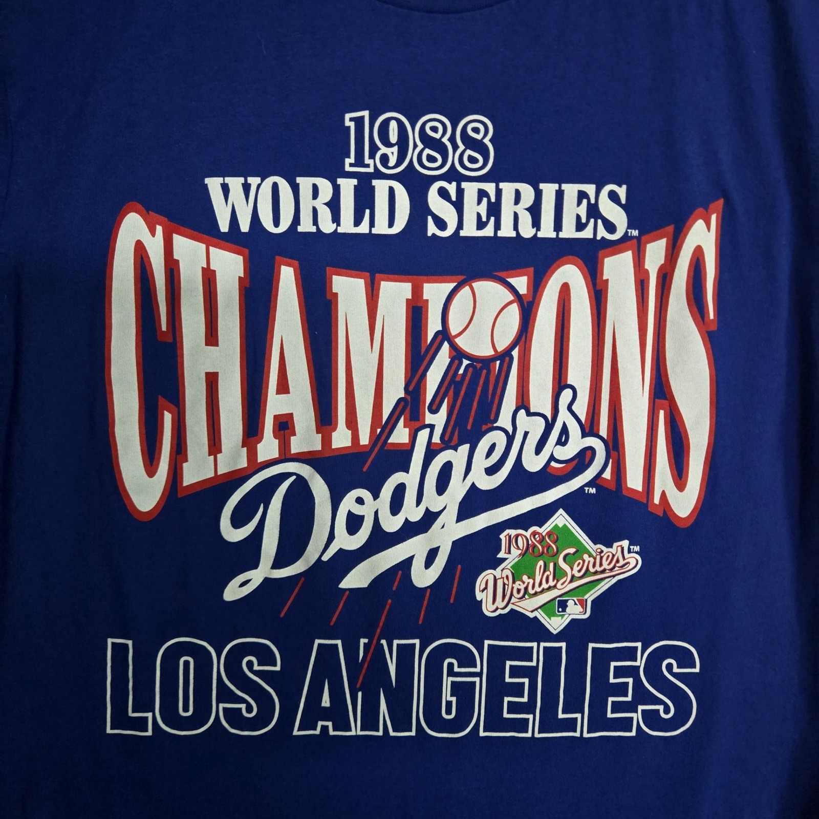 Tailgate LA Dodgers 1988 World Series Champions T Shirt Medium Blue MLB