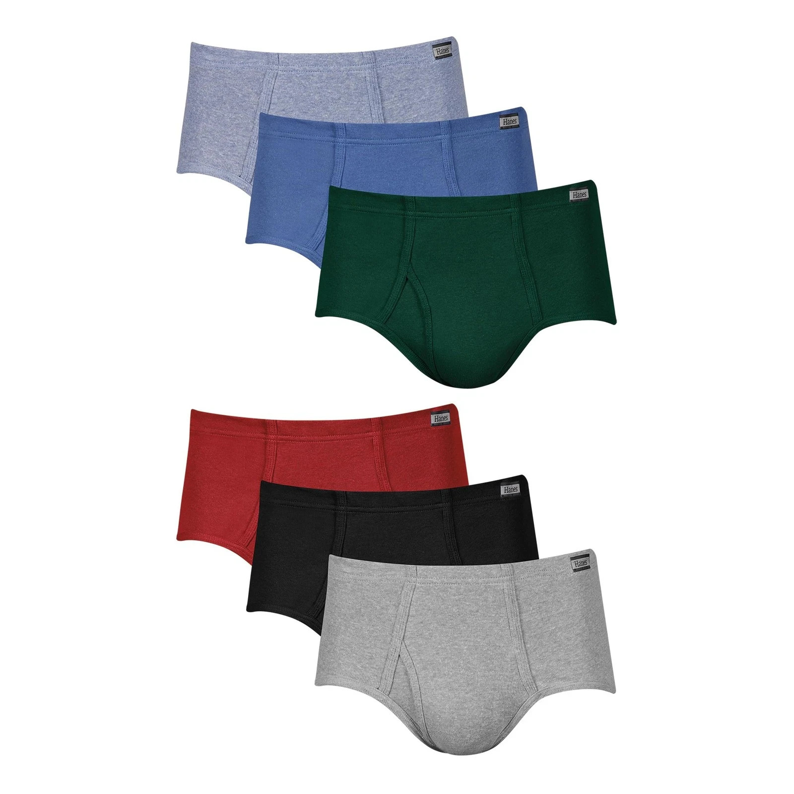 Hanes Men’s Pack, Mid-Rise Briefs, Stretch Large, Assorted Solids 6-pack