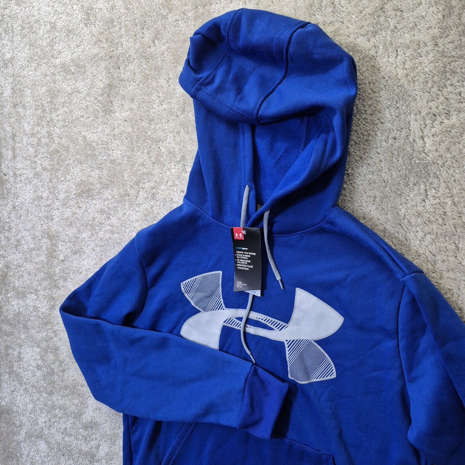 Under Armour Coldgear Hoodie Mens Medium Blue Sweatshirt Lined Outdoor School