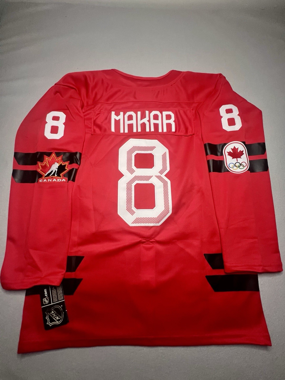 Men’s Cale Makar Team Canada 2026 Olympic Hockey Jersey Red Size Medium