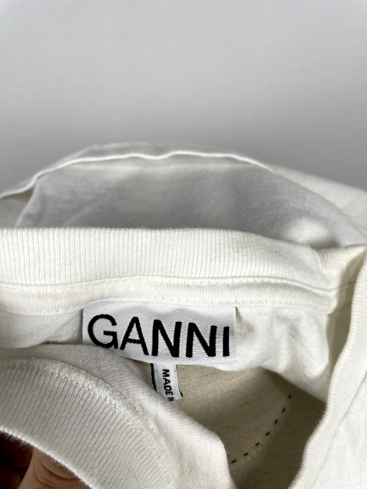 Vintage 90s GANNI Portugal White Big Central Logo Men Short Sleeve T-Shirt Sz S