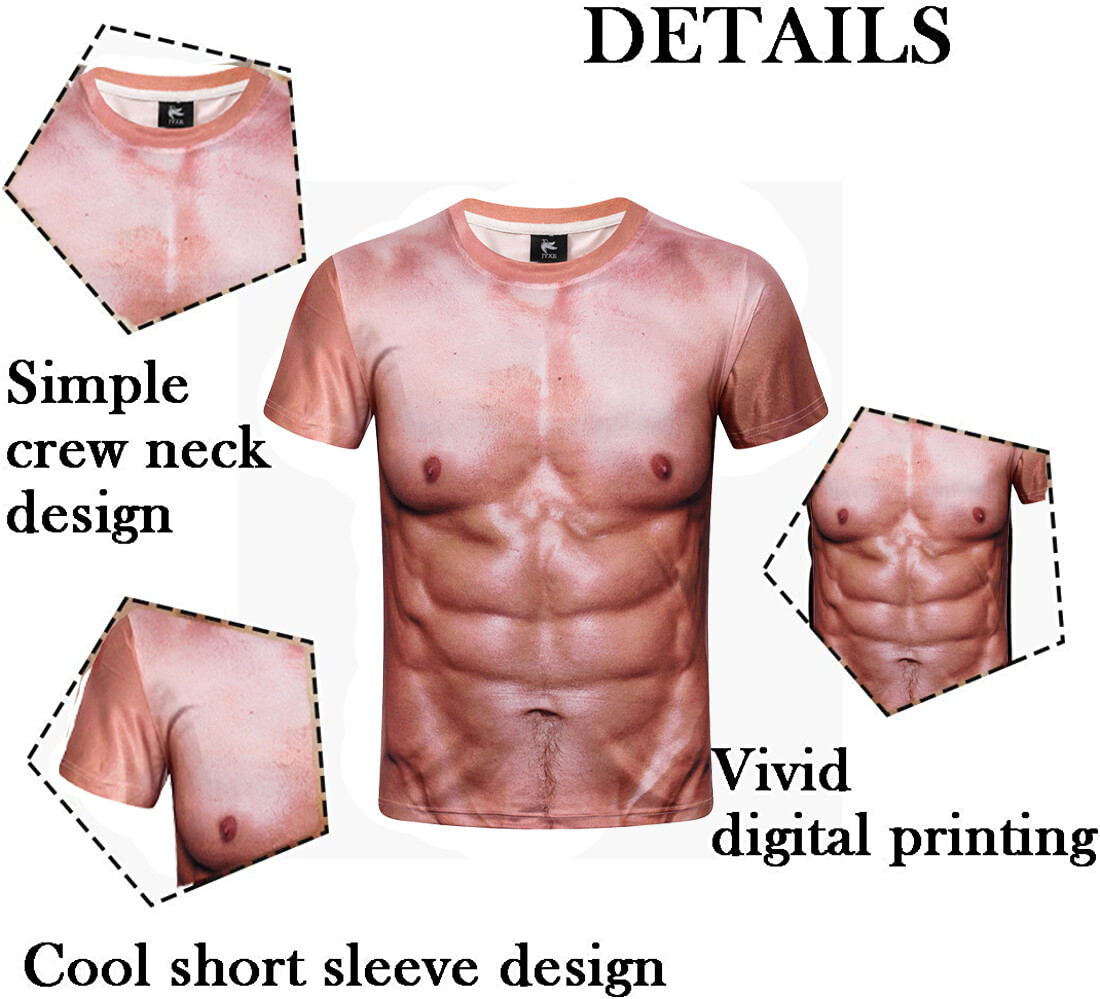Man’s Muscle 3D Print Strong T-Shirt Summer Short Sleeve Digital Printing Top