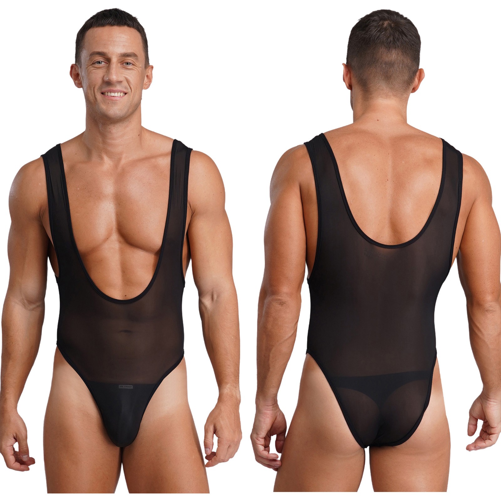 Men Bodysuit Opaque Unitard Tights Jumpsuit Stretchy Undershirts Shapewear Oil