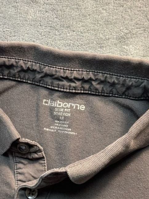 Claiborne Slim Fit Stretch medium Solid Gray Short Sleeve Polo Shirt