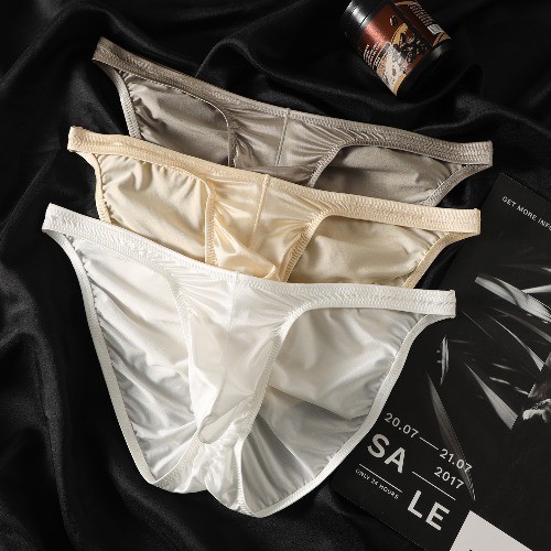 5pcs Low Rise Men Briefs with Breathable Fabric Bulge Pouch&Satin Style Panties