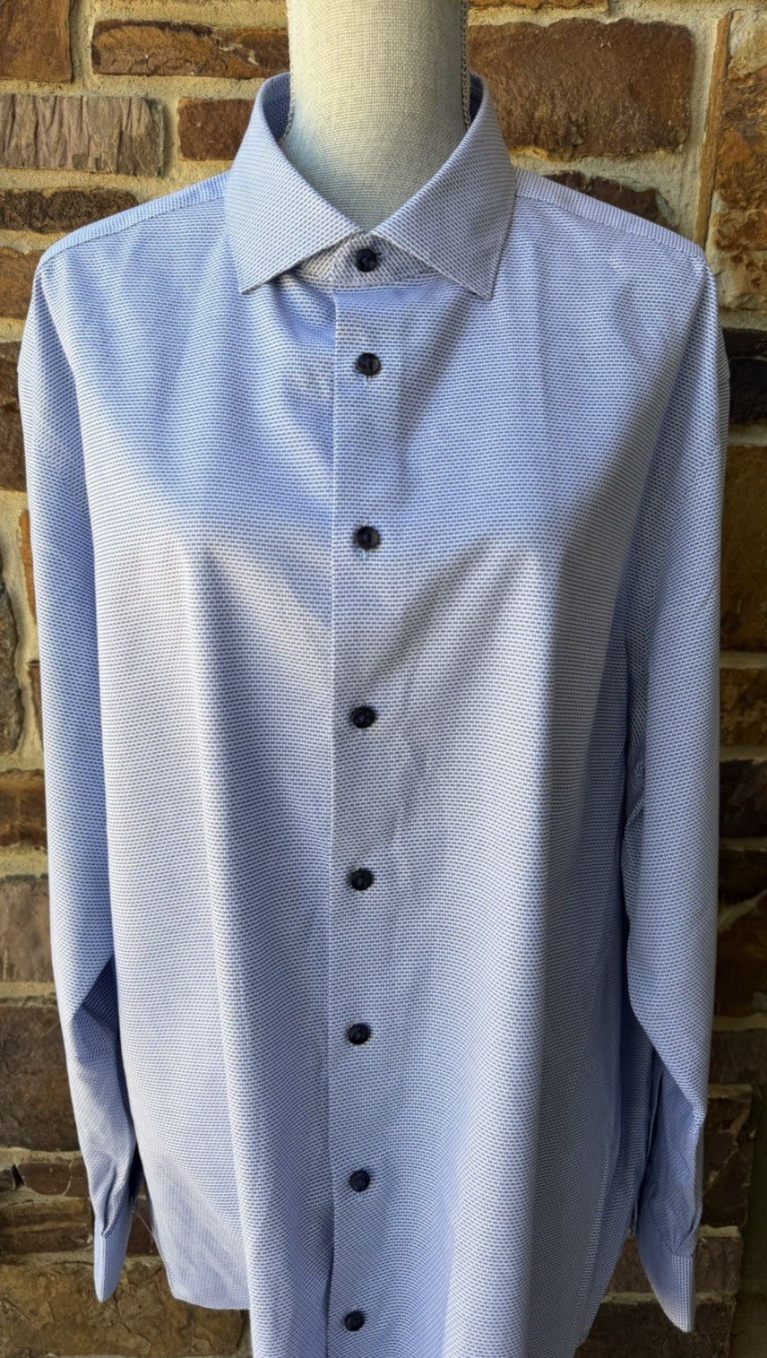 NWOT Charles Tyrwhitt Non-Iron Stretch Texture Shirt Classic Fit 18/36in