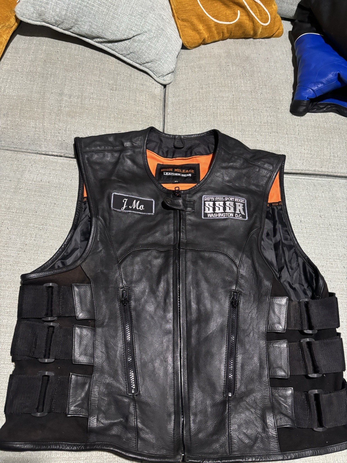 High Mileage Leather Gear tactical-style motorcycle vest, Size XL