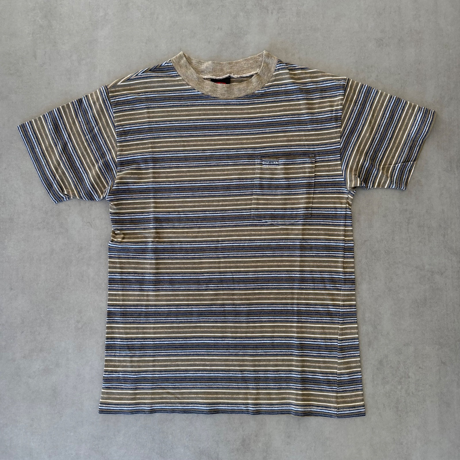 VTG O’Neill Striped Pocket T-Shirt Men’s Medium M Surf Skate Y2K Earth Tone Tee