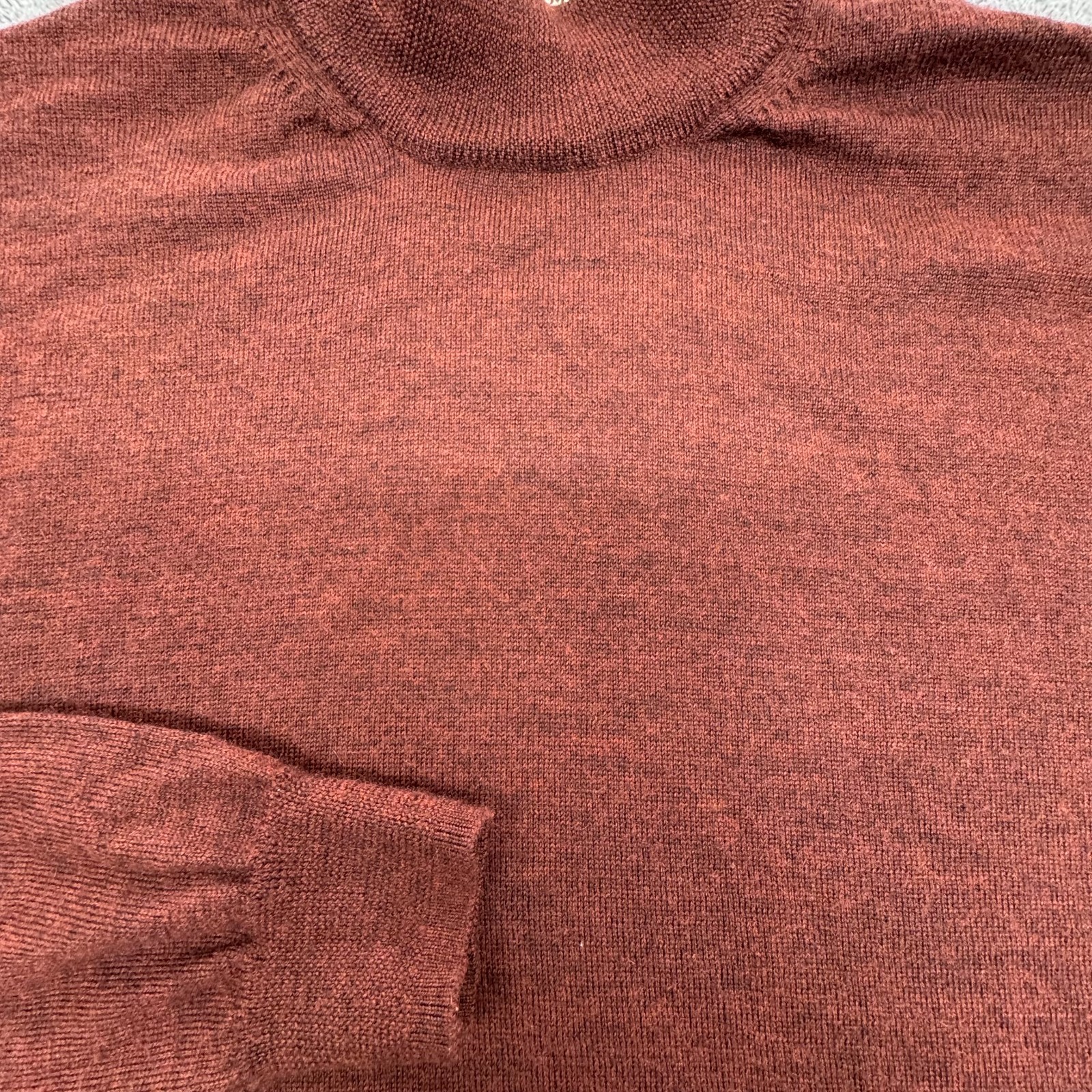 Pronto Uomo Sweater Mens Medium Red Brown Mock Neck Merino Wool Casual Comfy