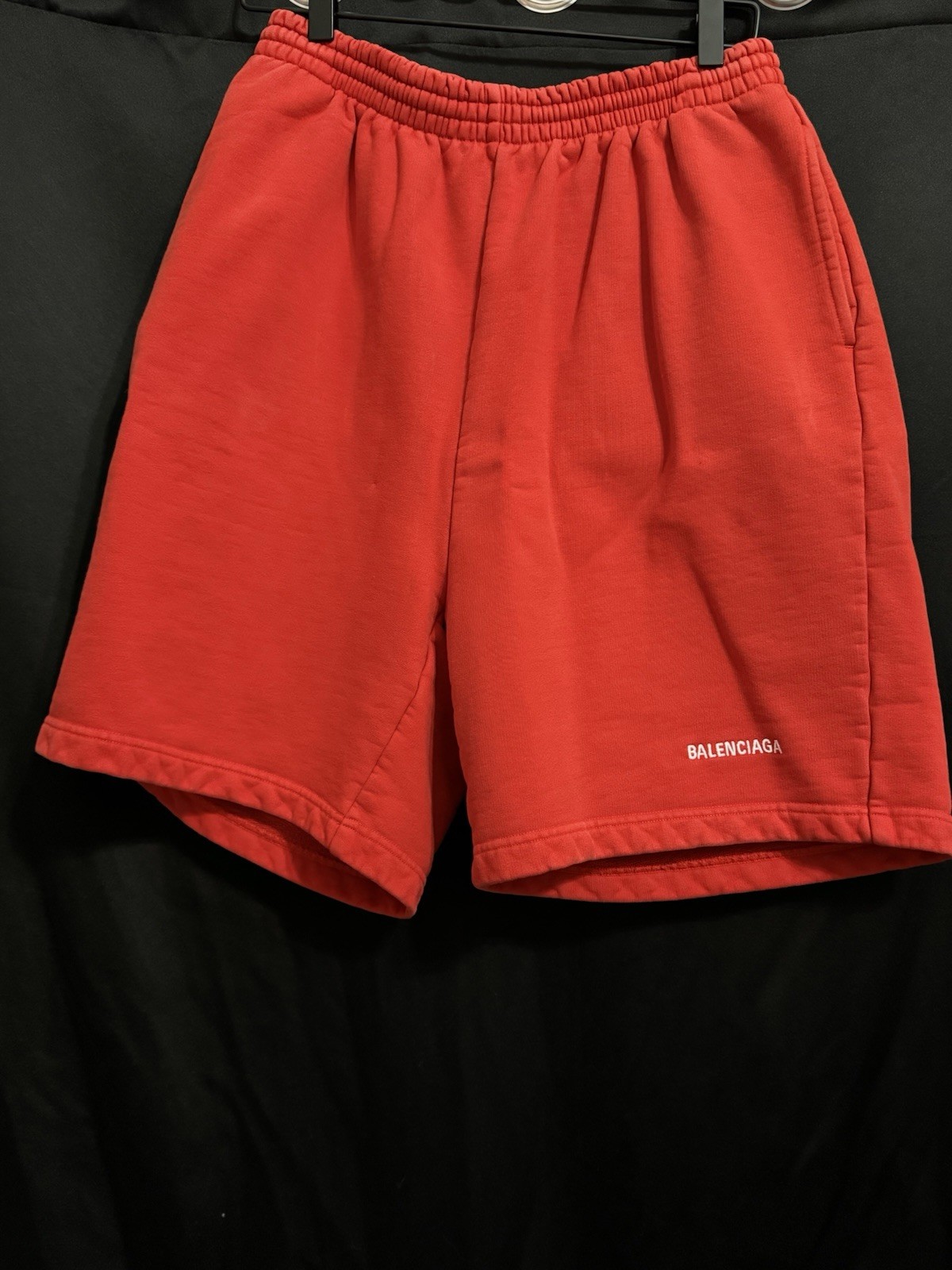Balenciaga Red Solid Sweat Shorts XXS