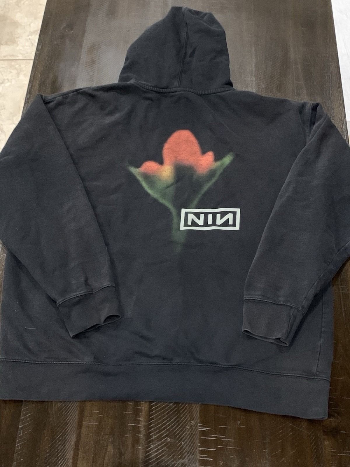 Nine Inch Nails Hoodie Mens Lg Fragile Flower Black Pullover Long Sleeve