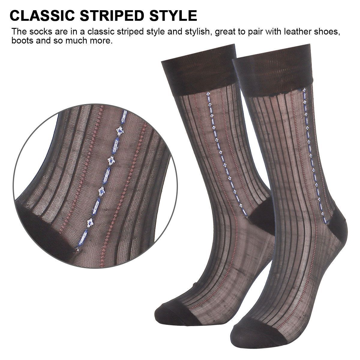 1/3/5Pair Mens Business Thin Soft Silk Stockings Sheer Breathable Dress Socks