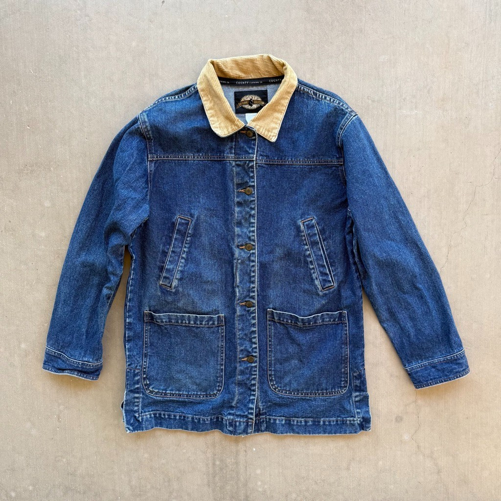 Vintage County Clothing Co Denim Barn Jacket Corduroy Collar Chore Coat Western