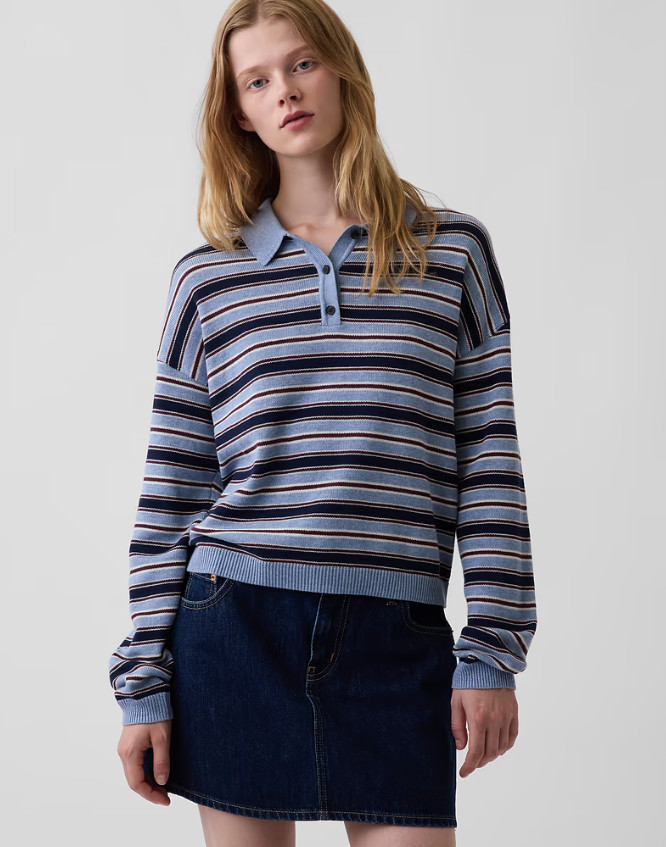 100% Cotton Relaxed Polo Sweater GAP full size Regular XXS -XXL