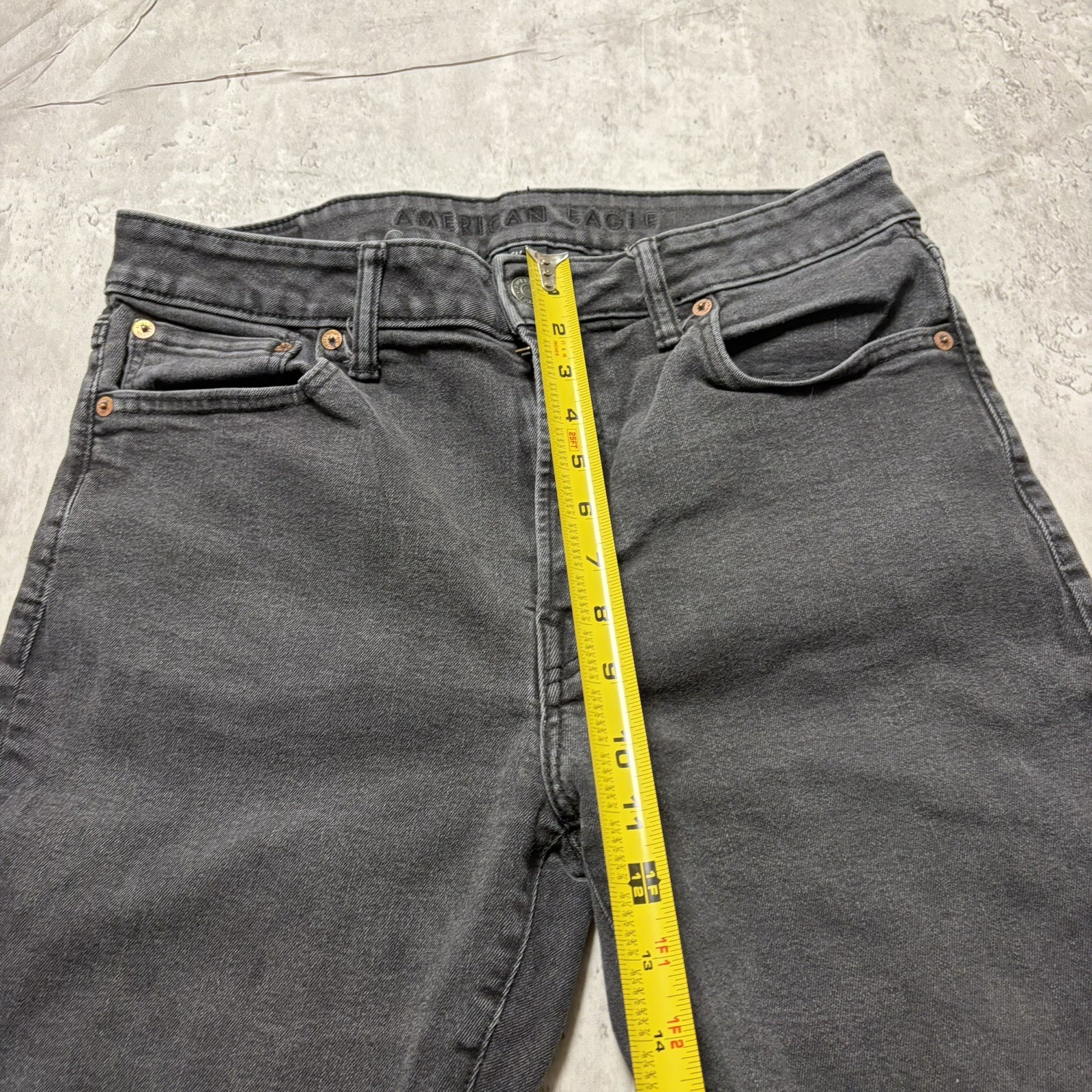 American Eagle Outfitters Airflex+ Jeans Mens 33×34 Black Denim Slim Straight