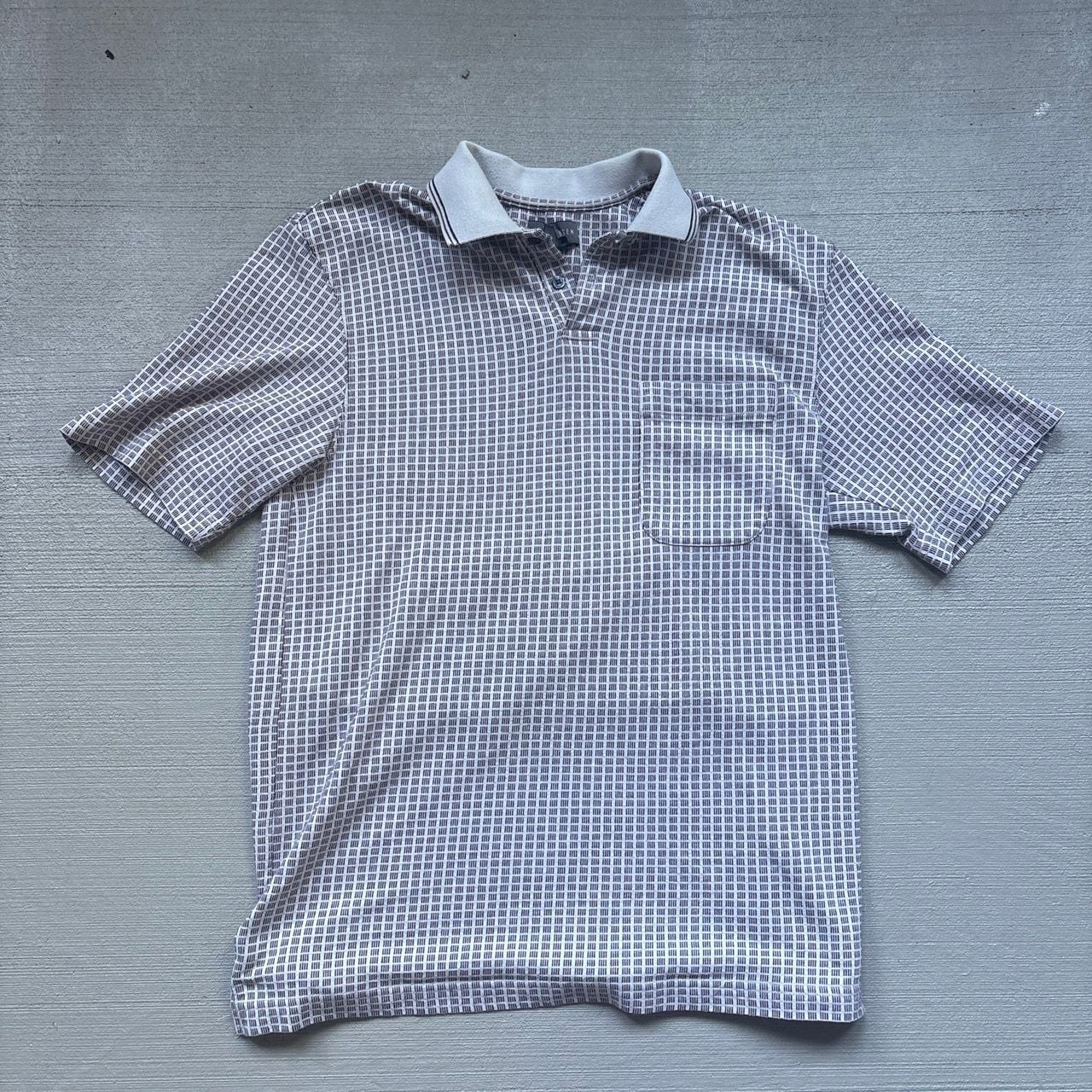Van Heusen Men’s Short Sleeve Geometric Print Polo Shirt with Chest Pocket