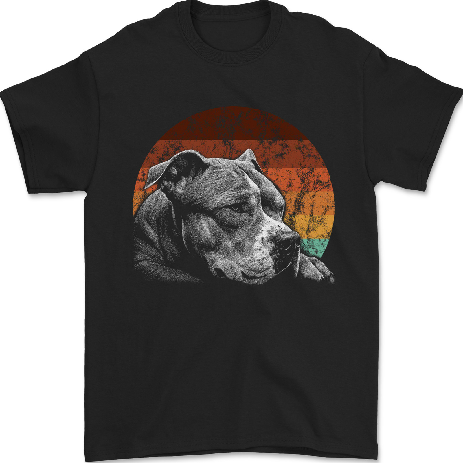 Pitbull Dog Sunset Mens T-Shirt 100% Cotton