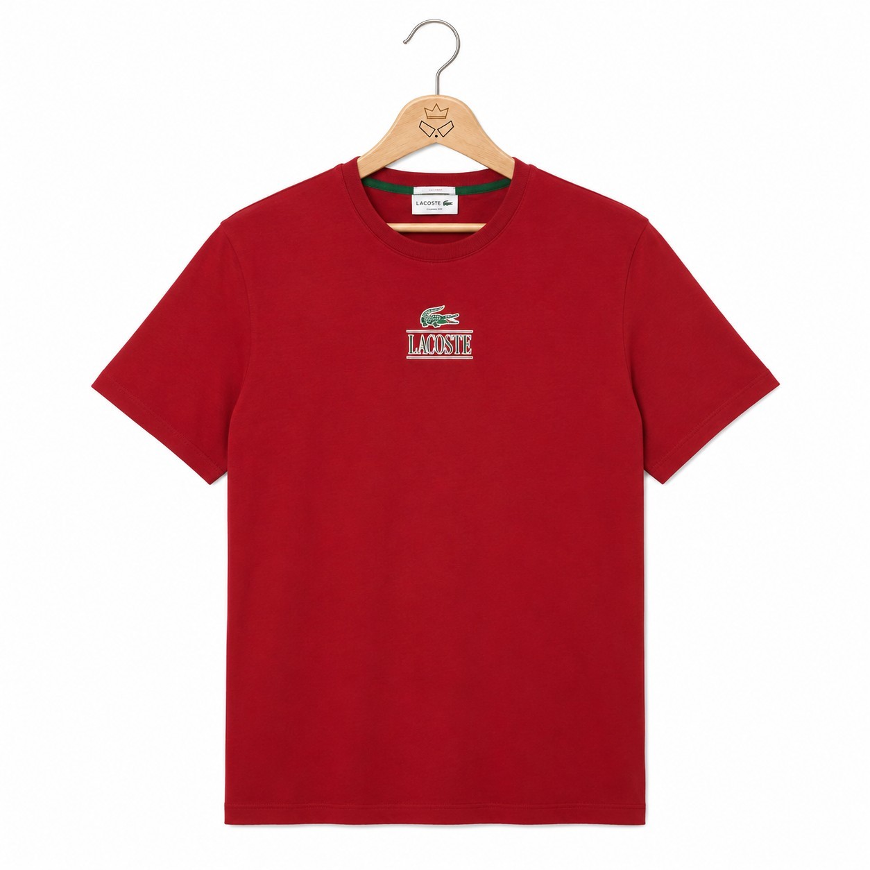 Lacoste Unisex Red Signature Chest Crocodile Logo Tee Size Small