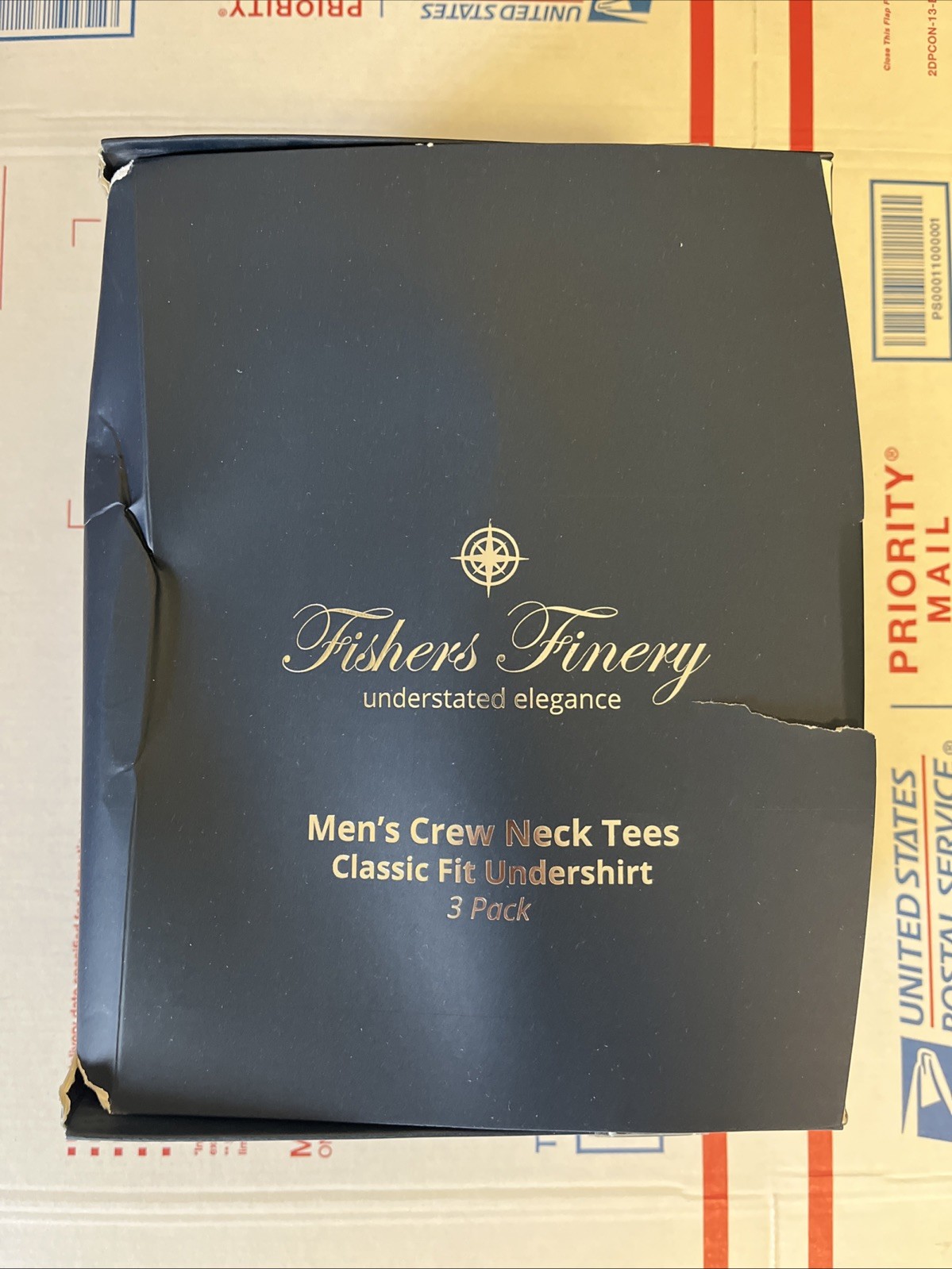3 Pack – Fishers Finery T-shirt Men’s Large Gray, White & Black – Brand New