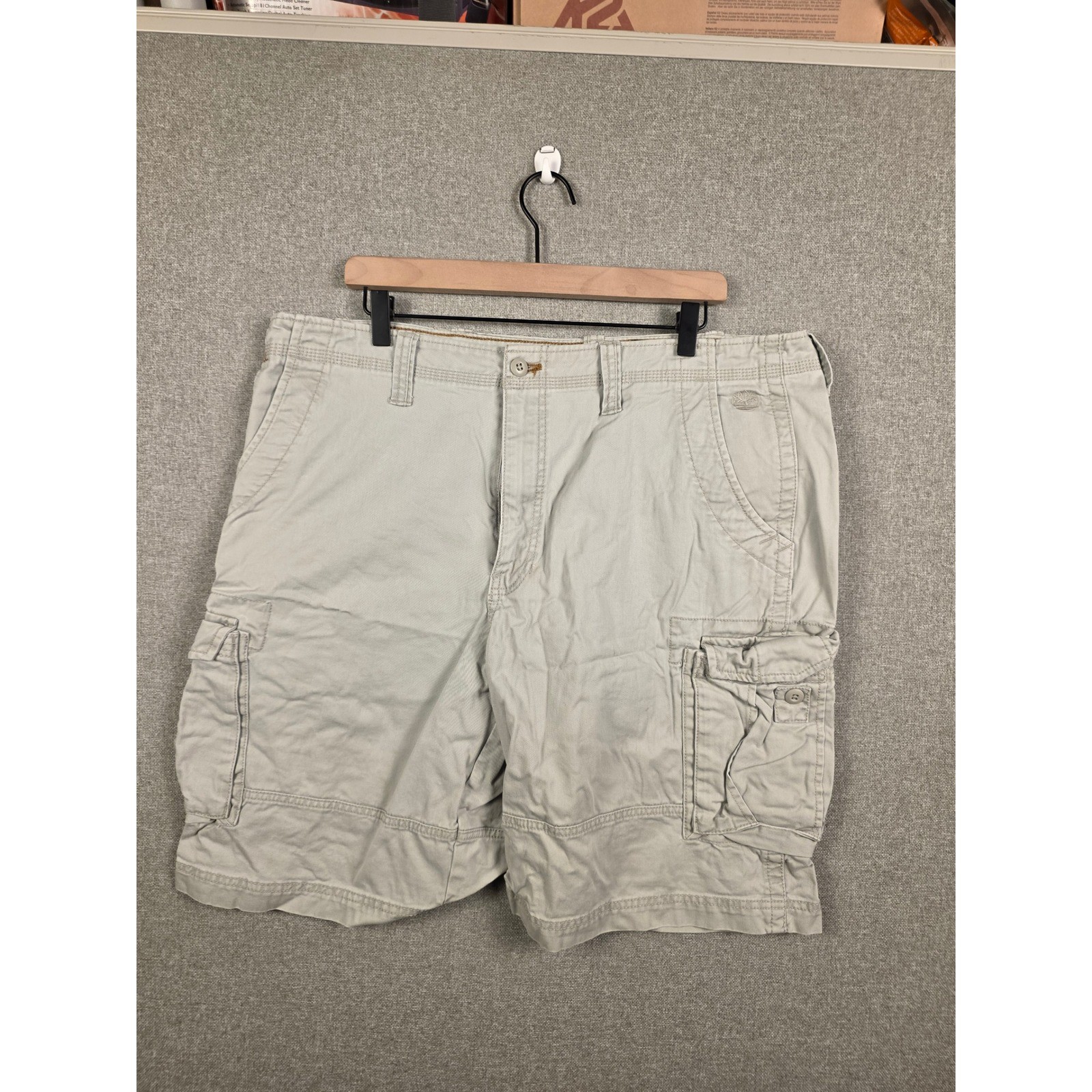 Timberland Mens Cargo Shorts 40 Stone Beige Cotton Twill Utility 581T008
