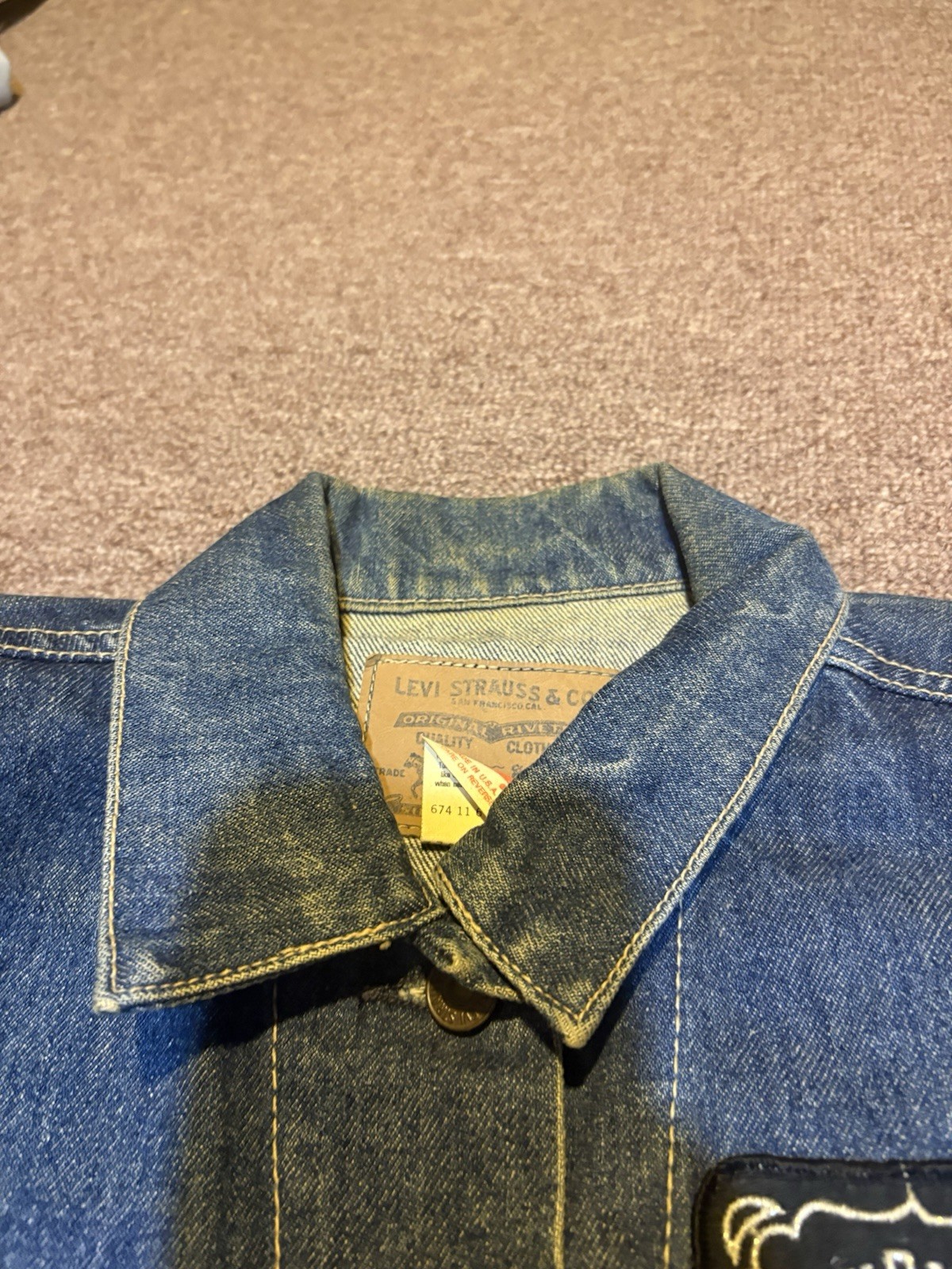 Vintage 1980s Levi’s Strauss White Tab Boxy Patch Denim Jacket