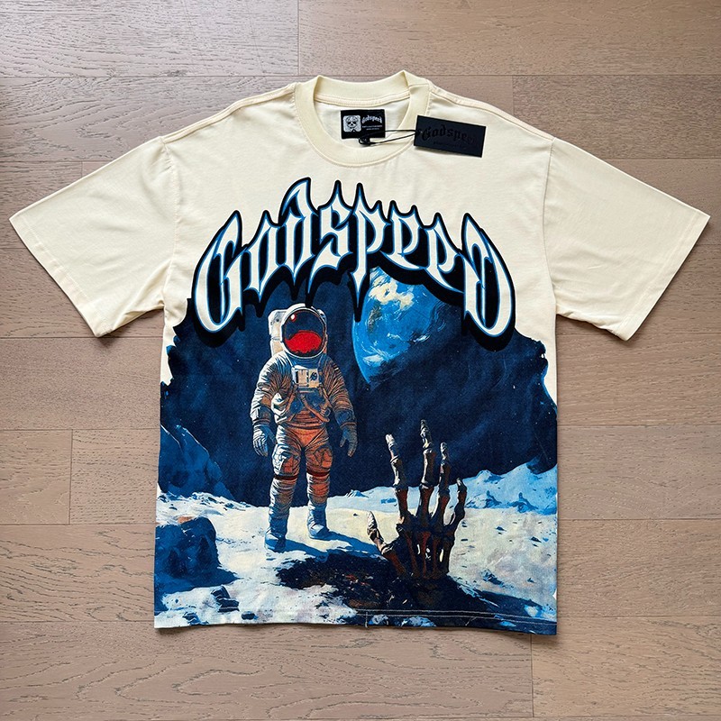 Mens Godspeed Skeleton Palm Astronaut print Tee Short sleeved T-shirt Black