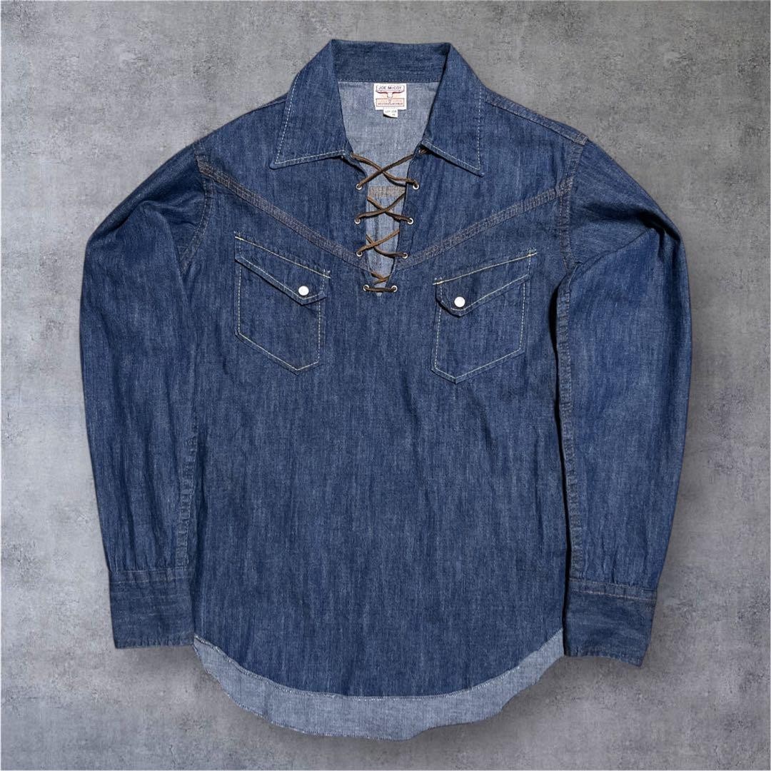 THE REAL McCOY’S JOE McCOY Indigo Denim Western Shirt Japan Made Size 15