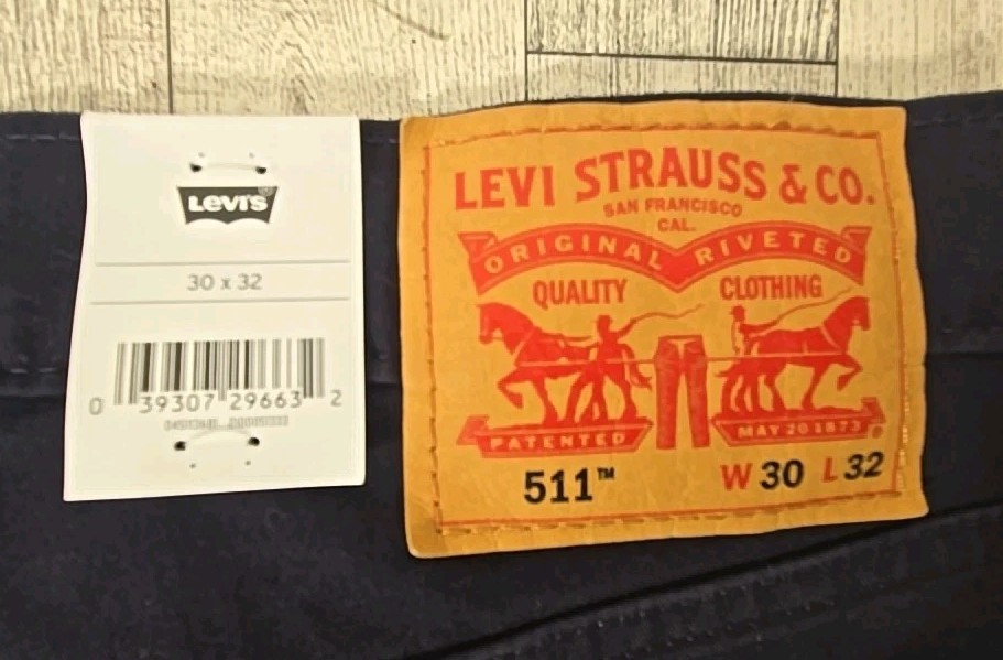Levi’s 511 Slim Pants 30×32 Blue Sits Below Waist Mens Stretch NEW