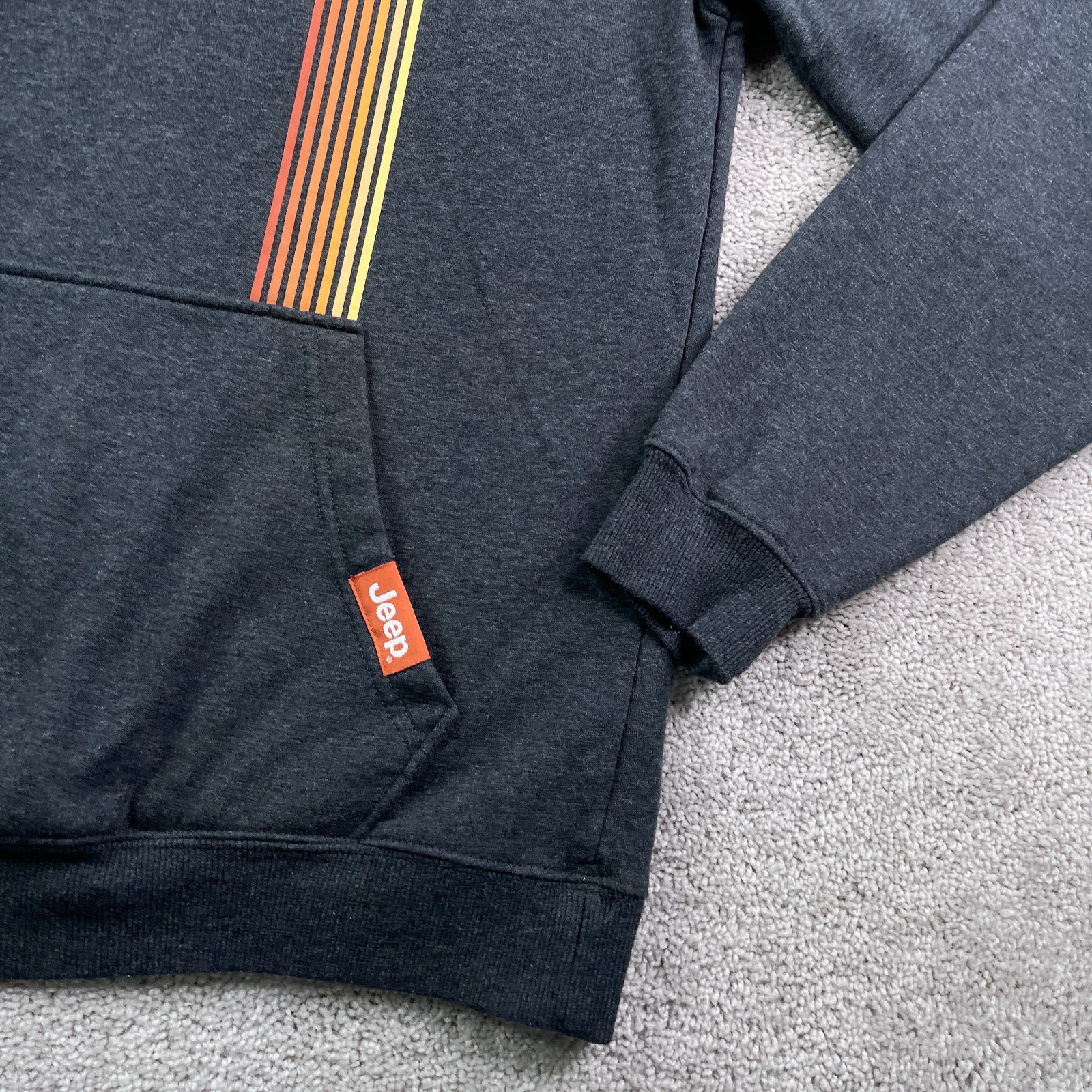 JEEP Hoodie Mens Medium Grey Wrangler Logo Pullover Sweatshirt Jedco