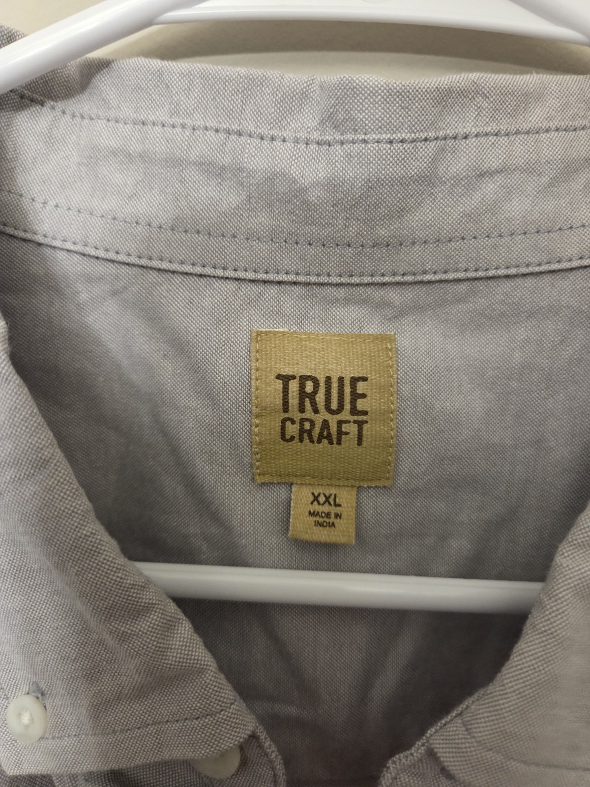 True Craft Men’s Gray Solid Button-Down Button-Up Shirt Long Sleeve Size 2XL