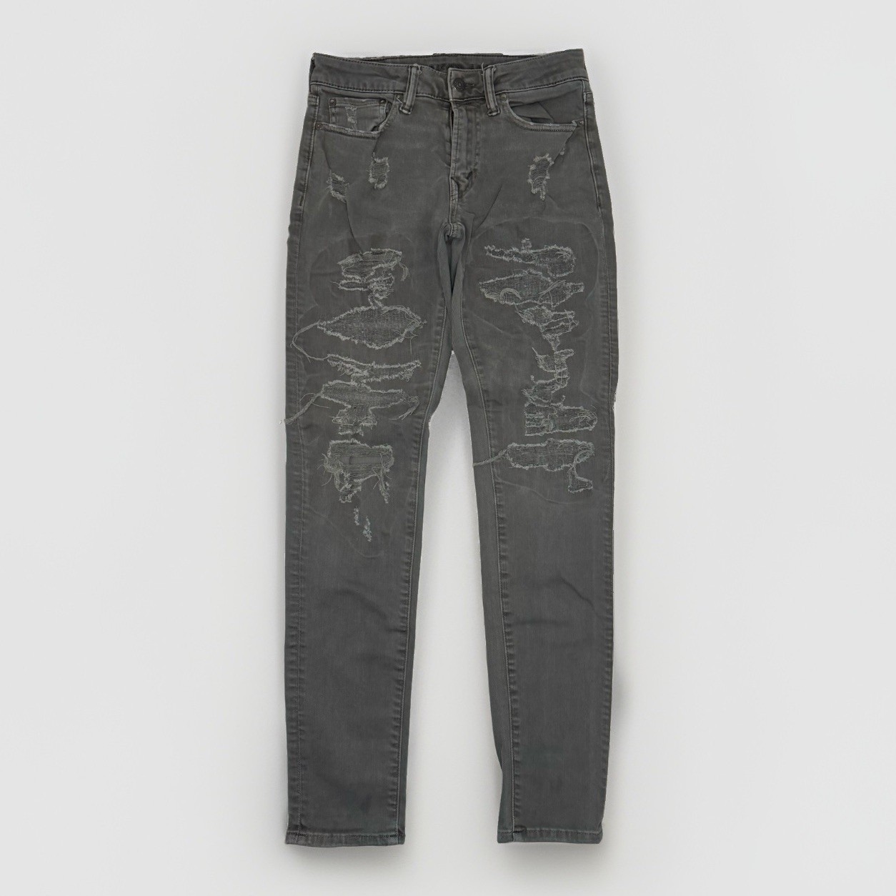 American Eagle Skinny Next Level Flex Jeans Mens 28×34 Gray Distressed Denim
