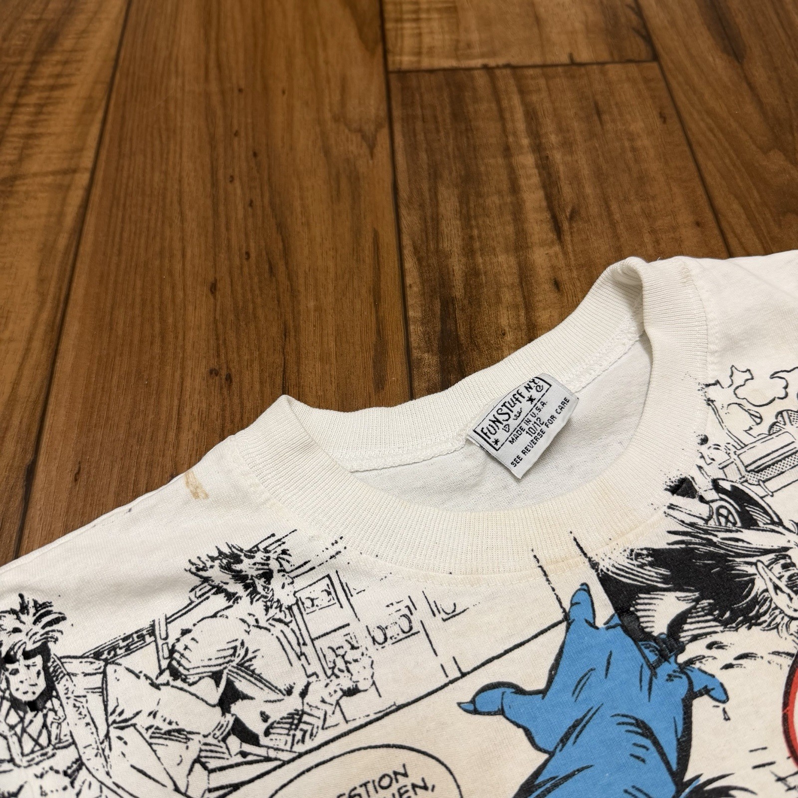 Vtg X-Men Beast AOP T-Shirt Tee Marvel Comics USA Made Fun Stuff NY Youth 10/12