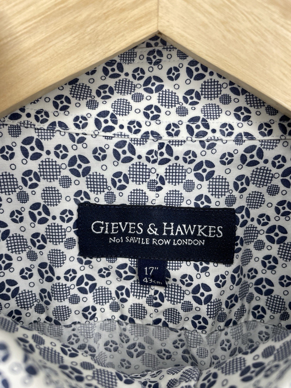 Gieves & Hawkes Shirt 17″ 43cm No1 Savile Row London Men’s Geometric
